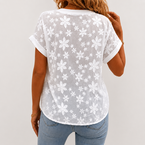 Blusa Isabelle Bordada de Algodón